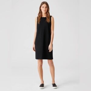 EILEEN FISHER - Sleeveless Black Dress in 93% organic cotton with spandex. XS